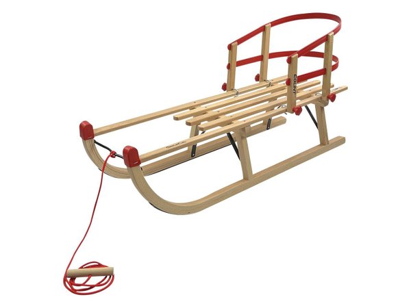 Holzrodel Davoser Form 100 cm mit roten Schutzkappen